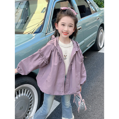 连帽2025新款女童风衣普通外套