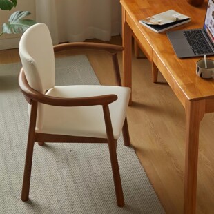 实木餐椅原木胡桃色学习扶手圈椅新中式家用软包主人靠背茶室椅子