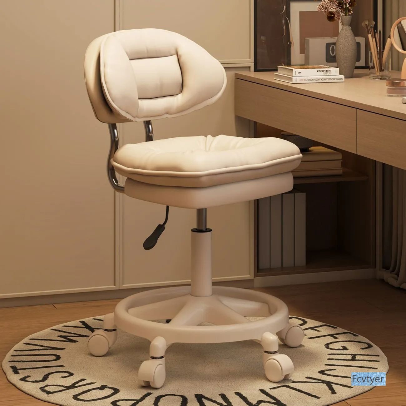 缘屿沁梳妆凳学习凳大工椅家用化妆滑轮升降椅可旋转靠背椅可美容,商业/办公家具,人体工学椅,淘宝优惠券,粉丝福利购,淘宝优惠卷