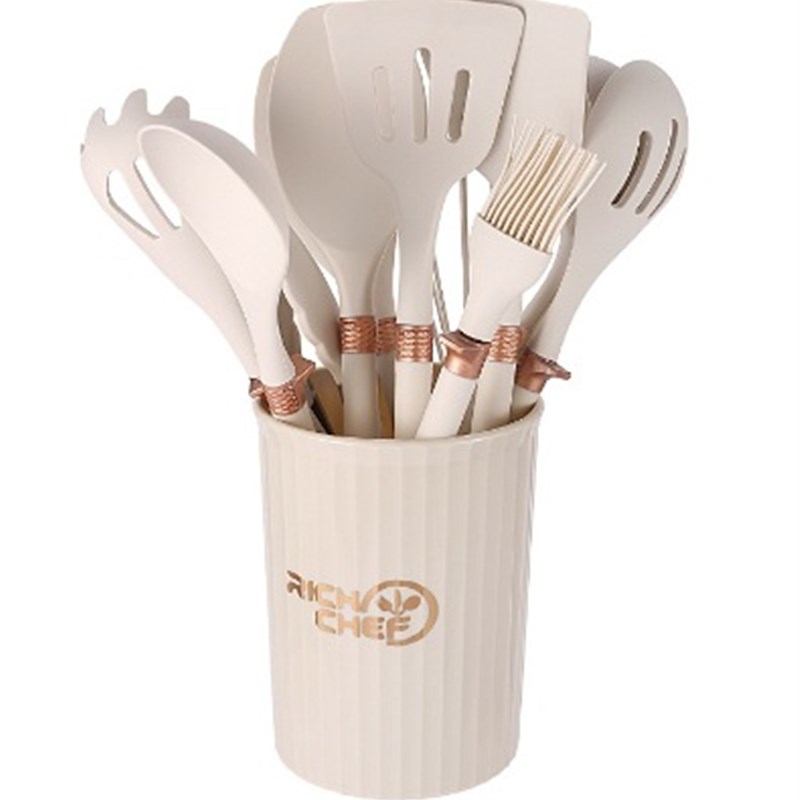 新款硅胶厨具2件套厨房烹饪工具套装不粘锅铲汤勺漏勺勺子bx-b02