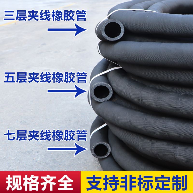 高压黑夹布橡胶管耐油耐磨耐高温耐酸碱蒸汽管水管软管4分 6分1寸