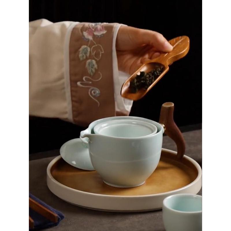 ly逍遥壶泡茶器旅行茶具套装懒人自动旋转泡茶壶陶瓷茶水分离泡茶