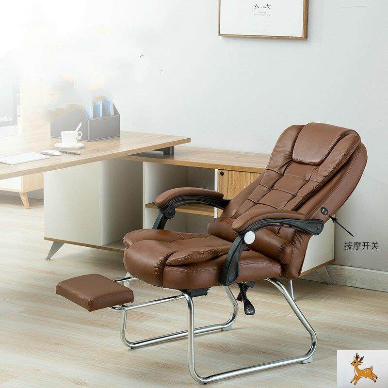 电脑新款铮舍组装白色椅可趟老板椅办公椅四脚椅搁脚弓形椅子