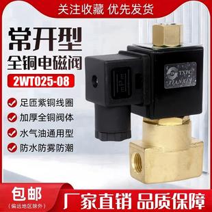 常开电磁阀水阀气阀2WT025 DC24V 08控制阀开关阀2分电磁阀AC220V