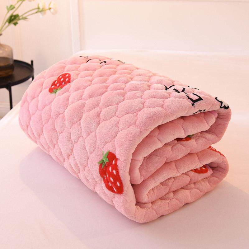 珊瑚新款铮舍学校绒法兰绒铺床毯子垫床双层加厚床上铺的毛毯防滑