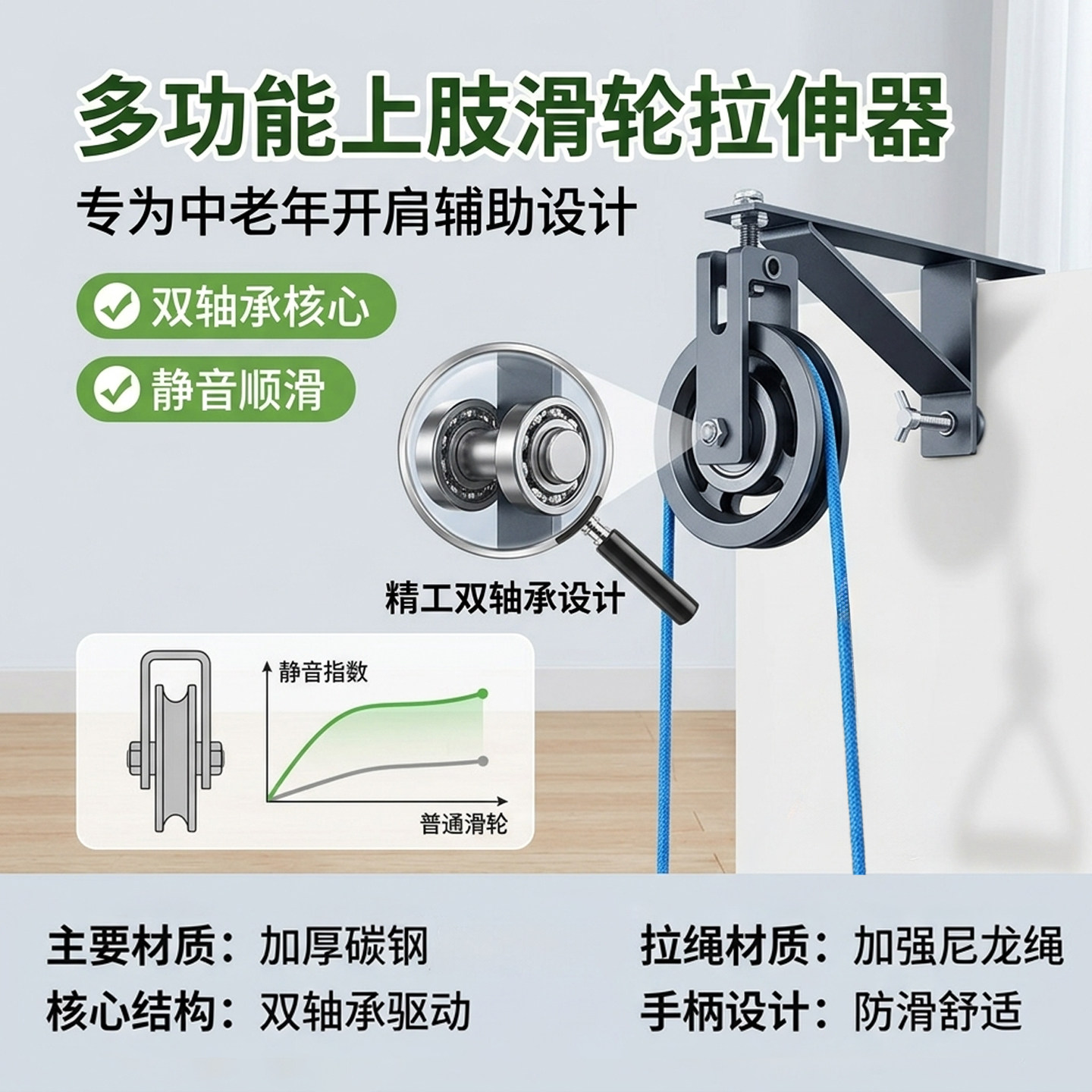 老人上肢锻炼居家锻炼家用健身滑轮拉力器材挂门上手臂关节运动