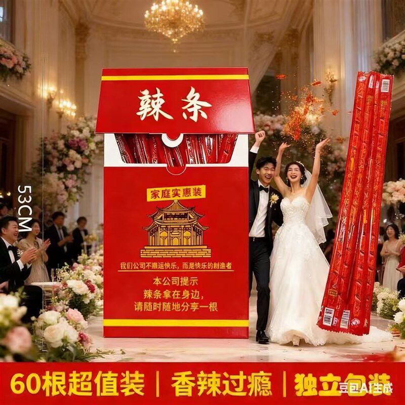 速发中华大辣条超大华子烟盒婚礼退场抛洒小零食婚礼拍照道具超级