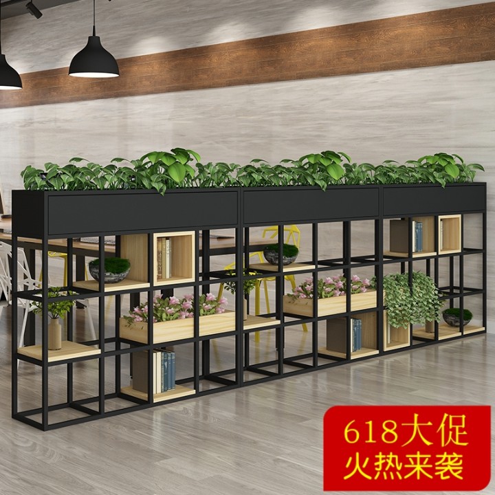 速发铁艺餐客厅隔断物架装饰屏风办公室置花架工业风卡座绿植围栏
