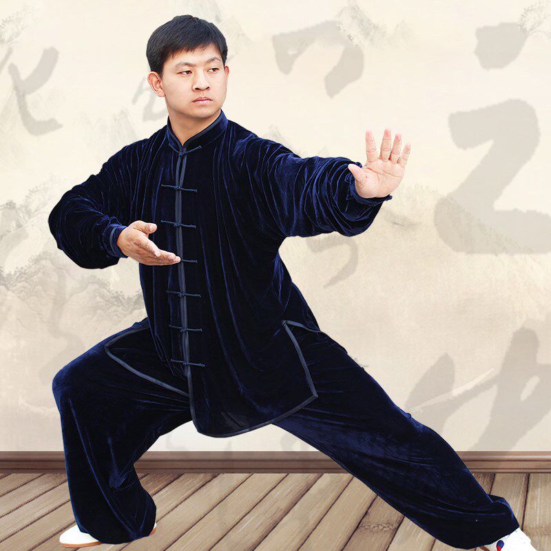速发服武源金丝绒太极服男练八服秋冬加厚武术扬新款功段锦表演套