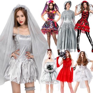 速发鬼新娘服装圣节022化1妆舞会派对装影楼拍摄服鬼屋服 骷髅装