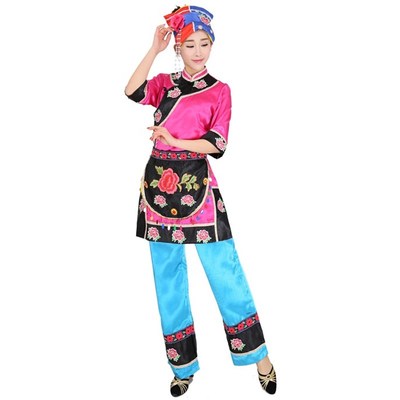 速发羌族服装服饰少数民族舞蹈演出表演服装盛装舞台装装人和衣舍