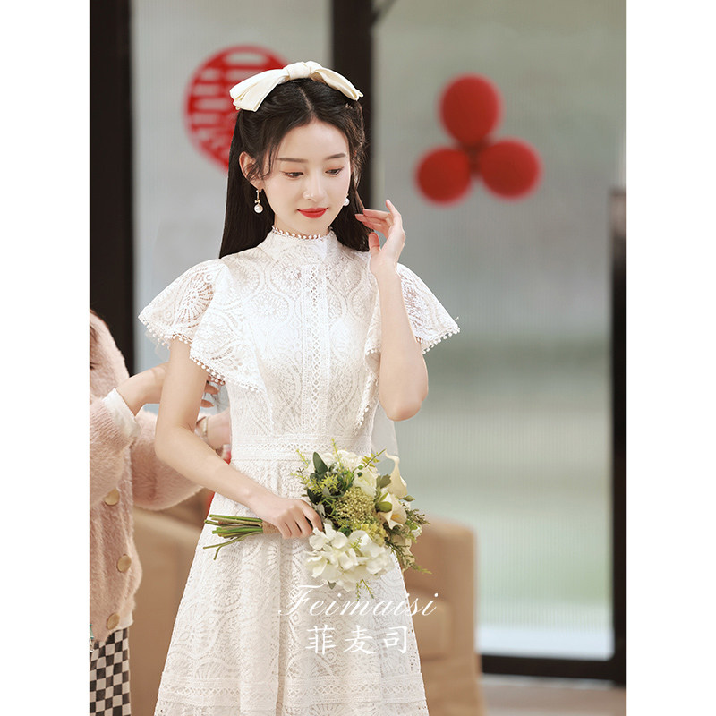 速发白色礼服洋装时平可穿气质宴会订婚连衣裙毕业聚会领证登记小
