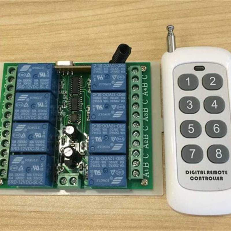 速发1路V八2无线键控开关套装 8路控制板 配8遥遥控 多种混合输出