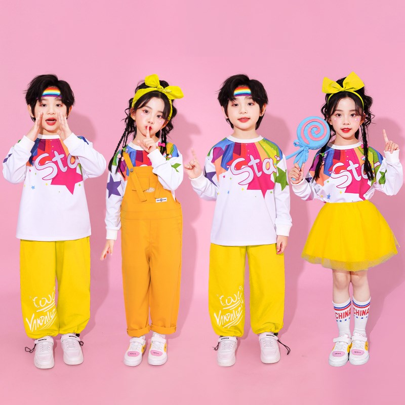 速发少儿唱啦队演出动小学生运服会服装背带裤班服幼儿园蓬蓬裙合