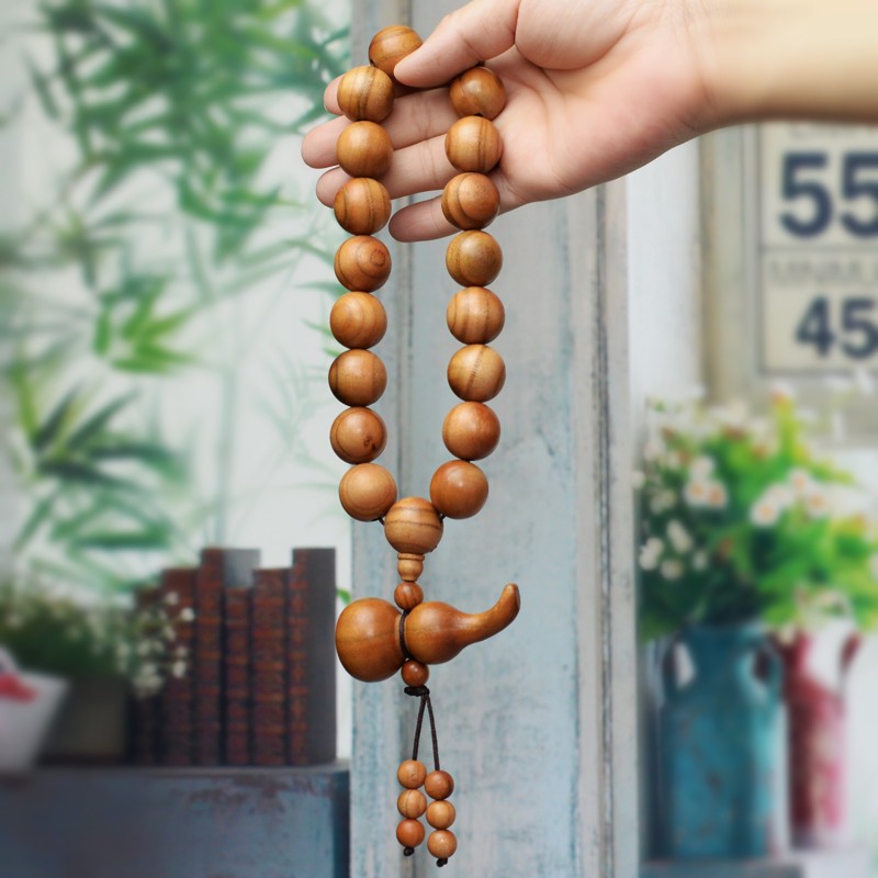 速发肥城桃雕刻木佛珠葫芦汽车挂件档位车内饰品佛珠平安