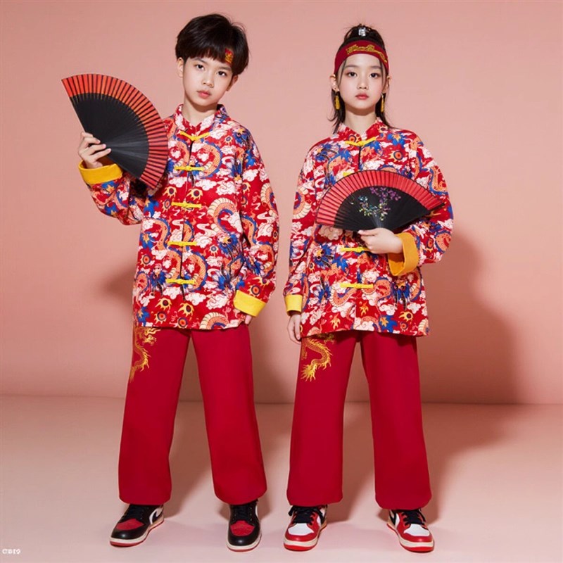 速发啦国队演出服小学生运动会开幕式服装中啦风孩中小学生班服套