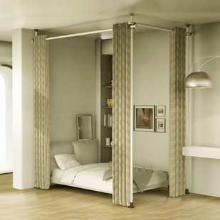 速发打免孔窗轨遮挡帘滑轮租屋隔断滑帘杆 L型U挂钩导轨顶装窗帘