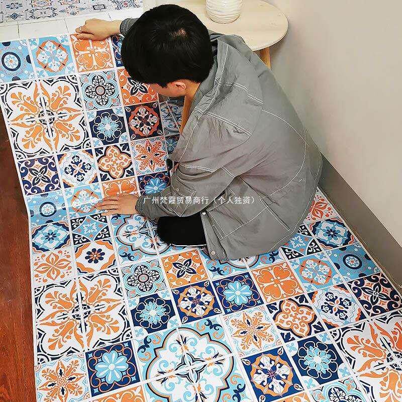 现货墙贴厨房卫生间地贴阳台装饰防水M耐磨地面翻新地砖贴纸