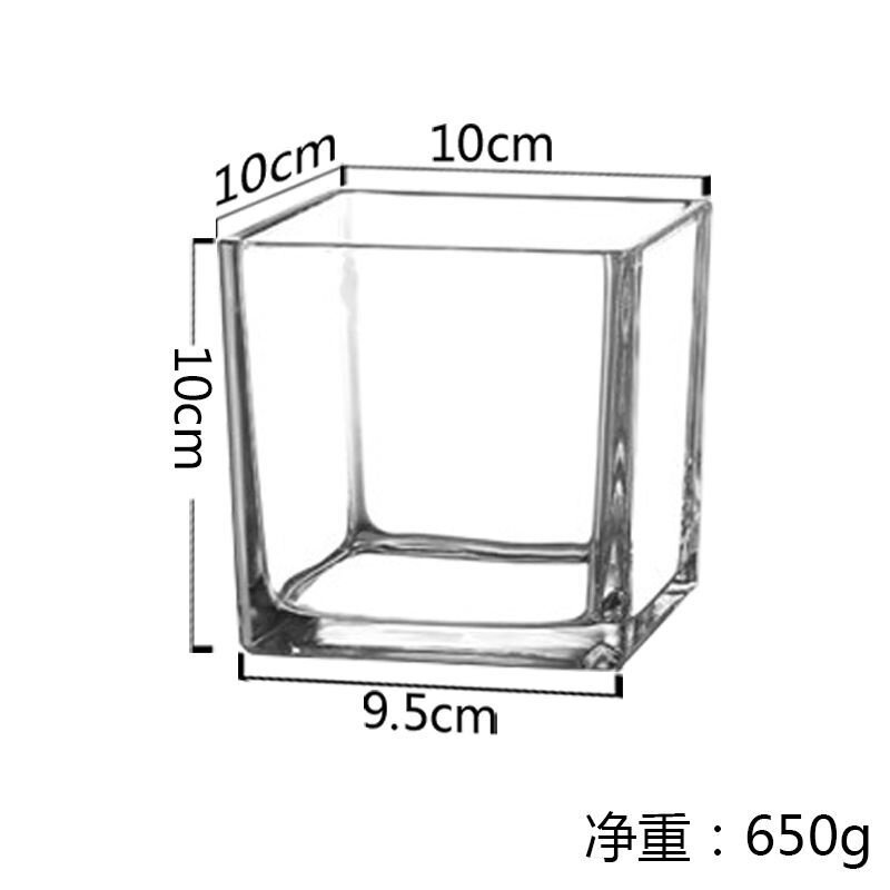 速发简约水培透明玻形花瓶方璃花盆正绿萝水植物器皿摆件插花方缸