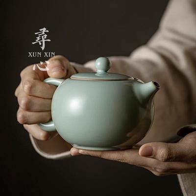 寻心天青汝窑陶瓷手工西施壶大号功夫茶具汝瓷可养家用泡茶壶单壶