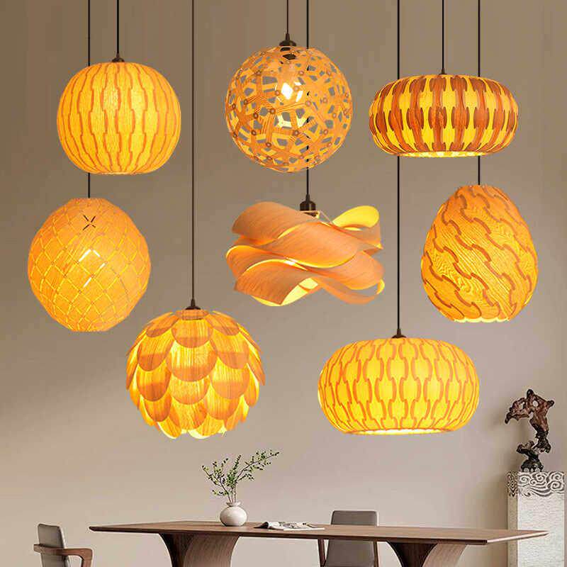 木艺木皮灯 创意个性松果吊灯 原木风卧室民宿饭厅前台店铺商用灯