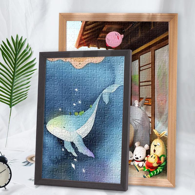 拼图框装裱1000片500画框70X50欧式实木大尺寸3djp相框架定制挂墙