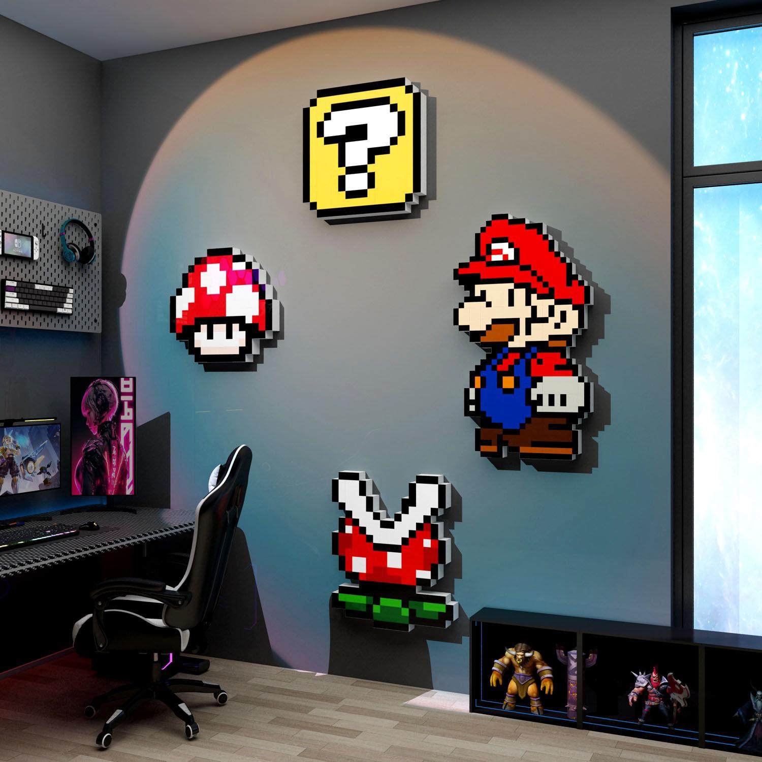 玛利欧装饰网红游戏墙电竞屋酒店房间布置用品贴纸画 画网咖咖休