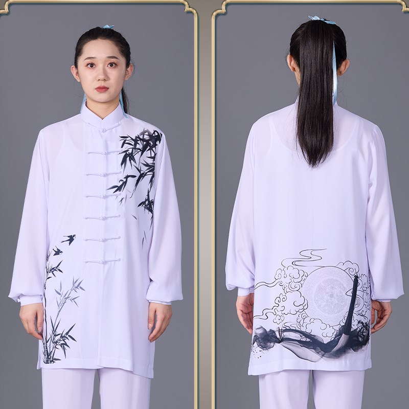 速发珠光纱太极服夏春秋映墨表演服武术练功服太极男中国风