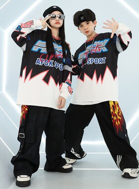 速发少儿街舞演出服p孩嘻哈套装hiph士男炸街童服架子鼓表演爵o舞