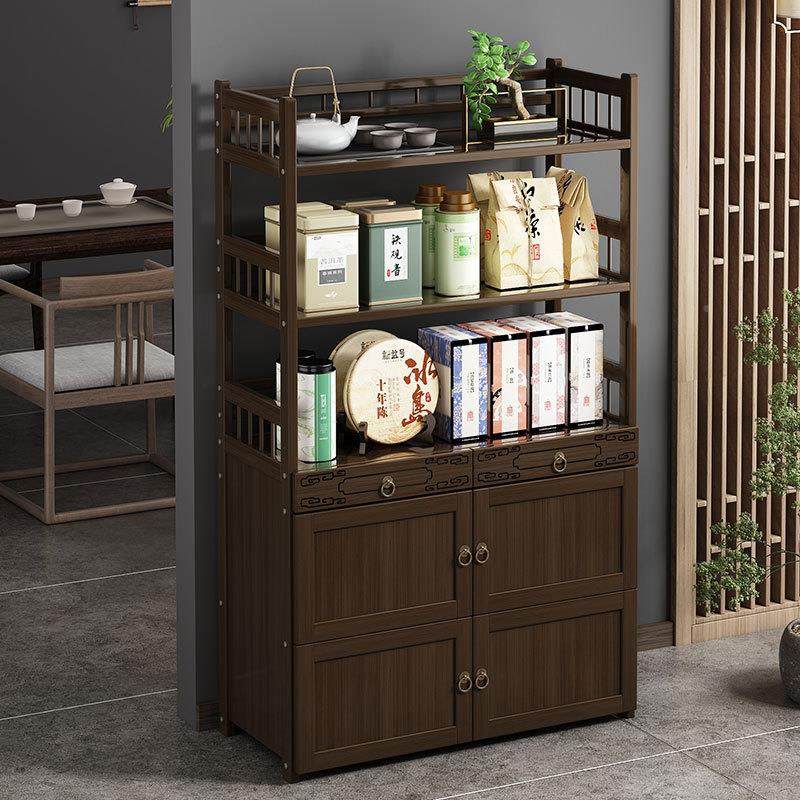 速发鸡翅木茶茶柜办公室茶柜置物具家用茶叶柜水台茶叶茶架储物柜