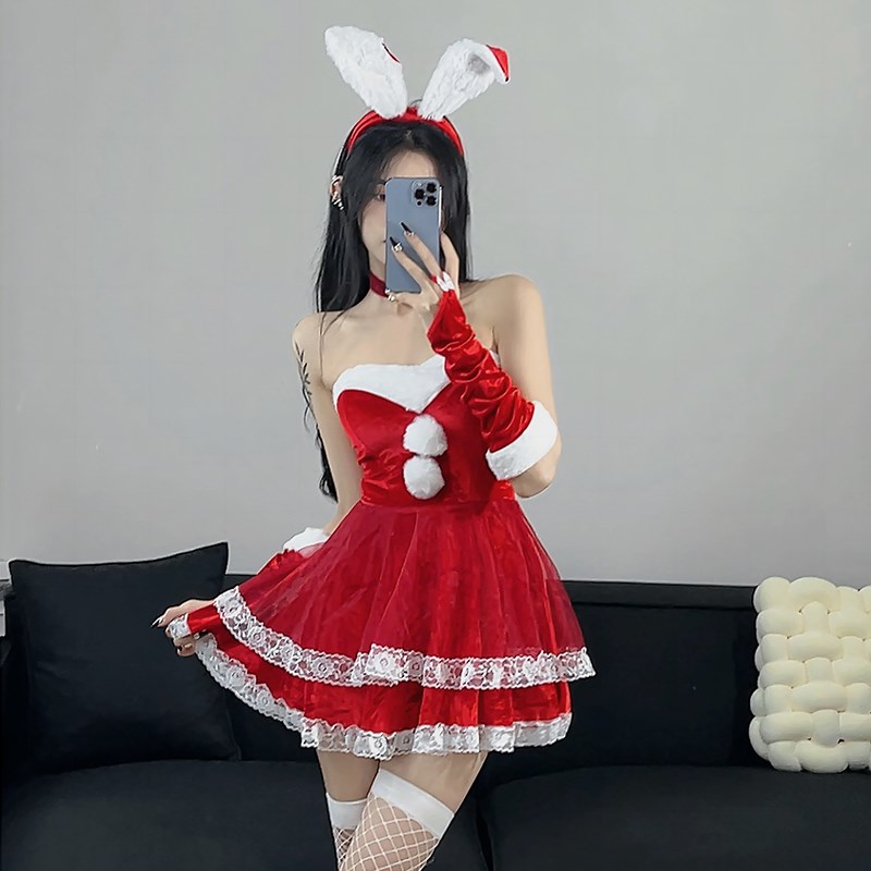 速发pl圣诞子日服装纯欲兔郎制服套装派对主题兔诞战袍圣节装