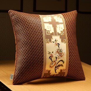 速发中式藤席抱枕沙红客简发木家具靠枕靠垫夏天厅约靠背垫