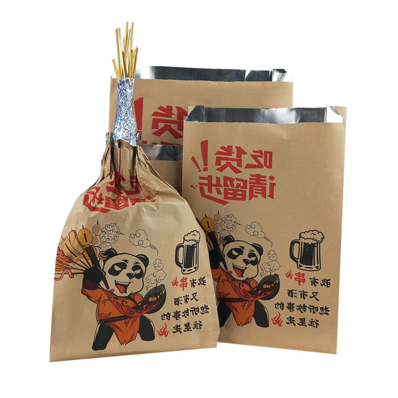 速发烧烤打包袋一次性炸串小吃外卖保温锡纸袋铝箔牛皮防油纸袋子
