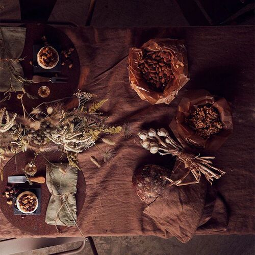 速发焦糖咖桌布is北欧现代简约复古西餐桌垫布艺亚麻棉纯色茶几台