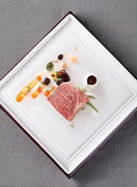 速发仿合竹木创意组用盘子陶瓷纯白色长方盘私房菜会所包厢古餐具