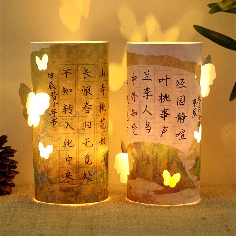 速发古风硬笔灯笼作品纸挂饰幼儿园儿童手工自制国潮镂空蝴蝶发光