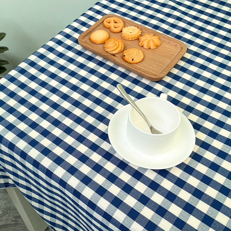 速发格子桌布棉麻布艺小清新大格子小方格野餐布盖布