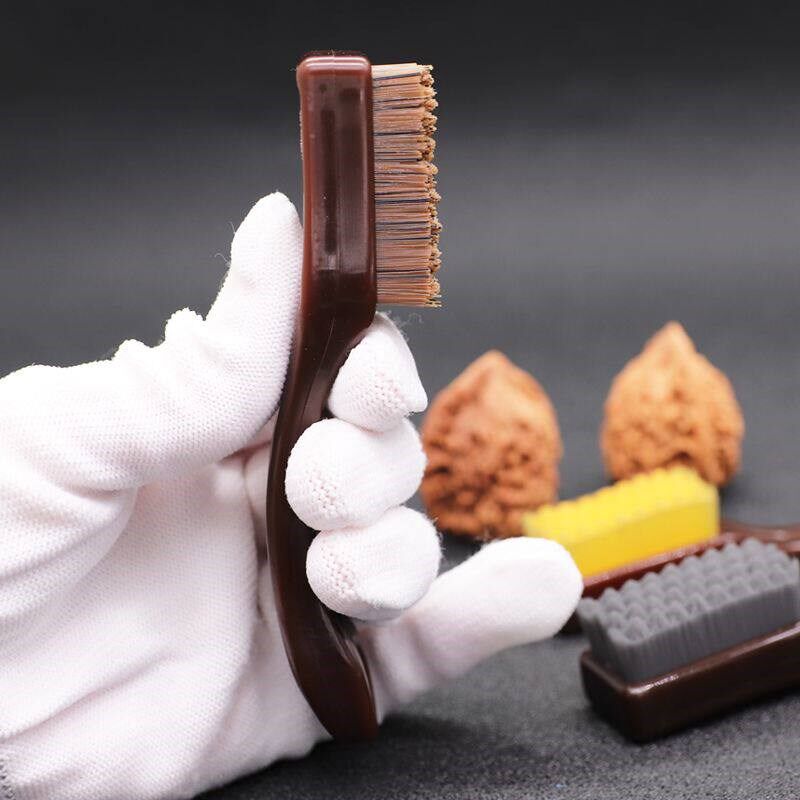 速发文玩毛刷迷你神器琥珀柄棋格不掉毛包浆上色便携核桃全套工具