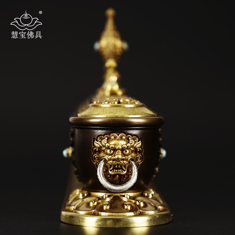 速发祥麟卧香炉 纯铜八吉祥线香薰香道具 居家用供佛精品摆件