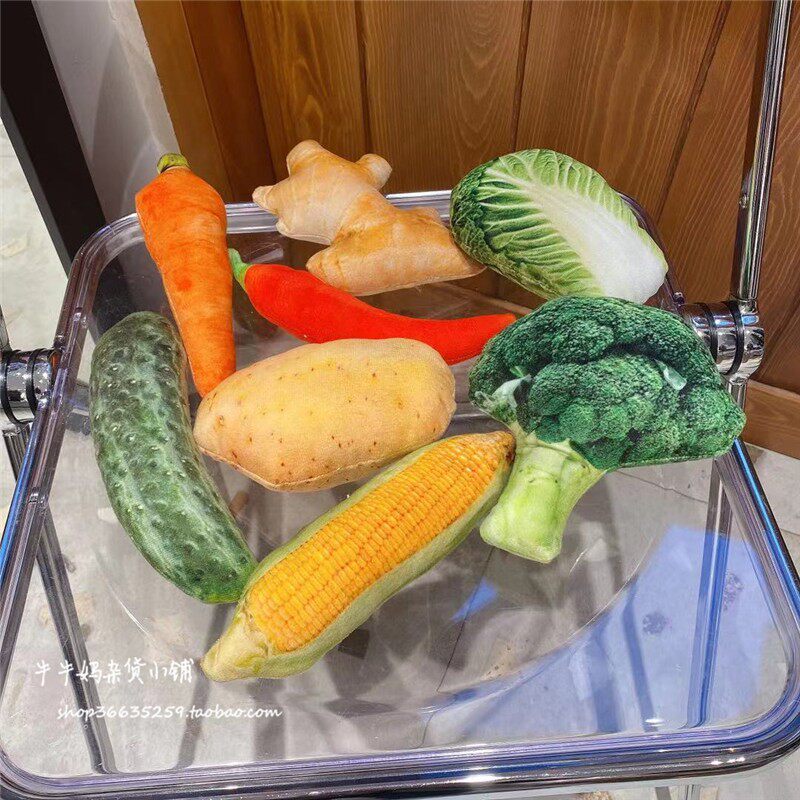 速发儿童宝宝水果蔬菜鸡腿过发毛绒玩具蛋家家布艺礼物糕声益智