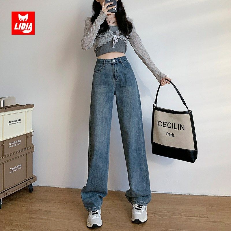 速发复古蓝加绒窄版阔腿裤冬季款2024新款爆款牛仔裤高腰直筒裤