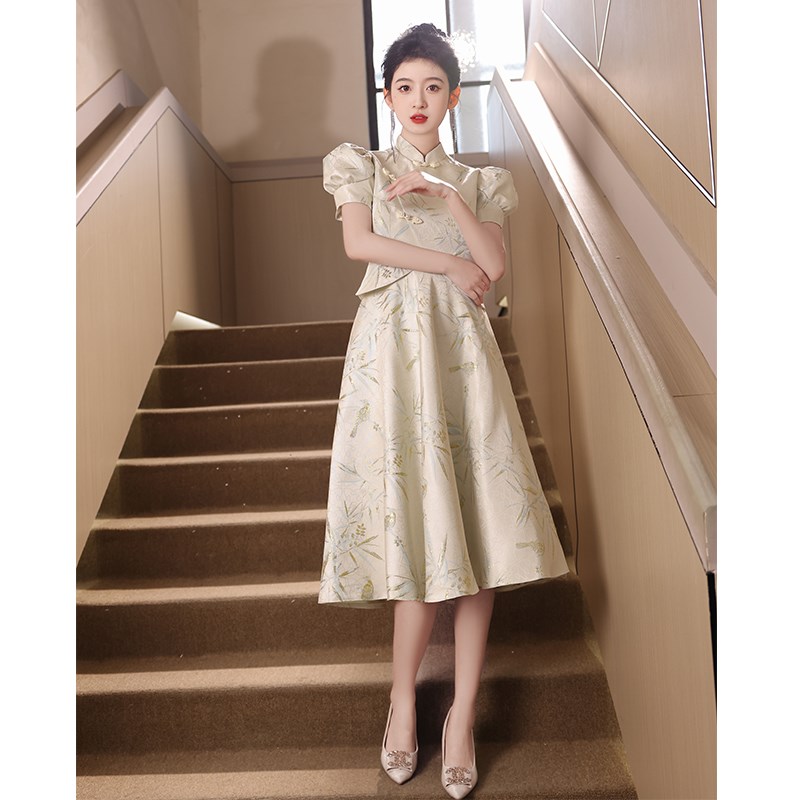 速发新中式旗袍晚礼服2025新款高级感日常穿订婚连衣裙高端轻奢小