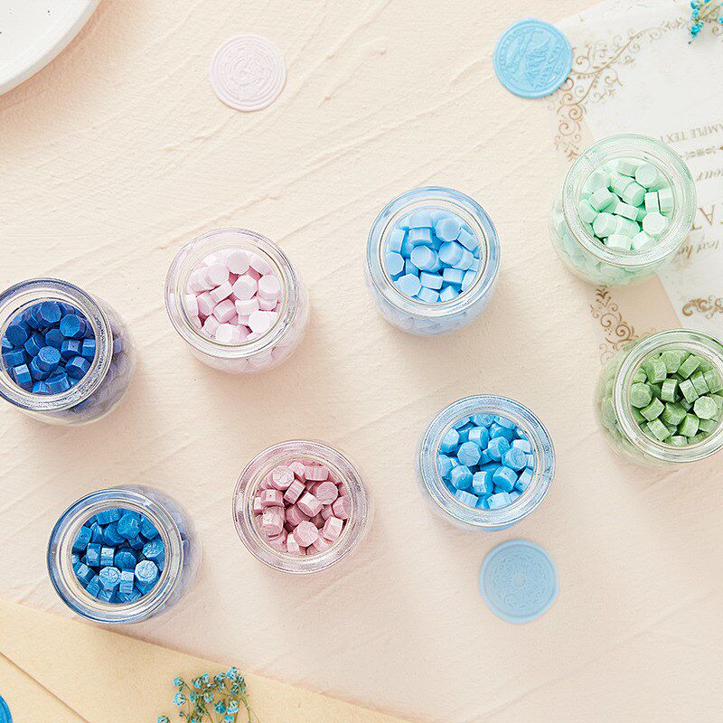 速发厂家直销复古火漆玻蜡火漆印大蜡璃瓶装八边封粒多色可选火漆