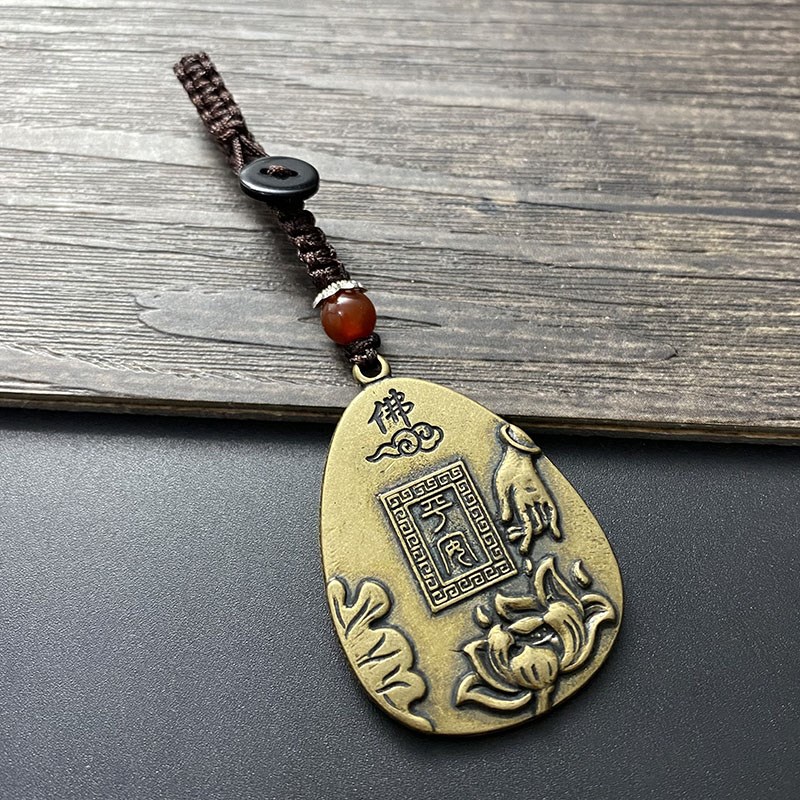 速发纯铜佛牌汽车扣圈环挂件男士潮手工挂绳吊坠小饰品精致