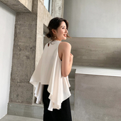 小众宽松设计感心机无色 韩版 心外 上衣夏2021新款 速发很仙背白袖