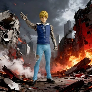 跨境热卖 一拳超人角色 杰诺斯 卧室动漫风书桌潮流装饰动漫收藏