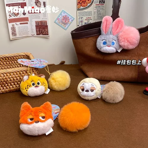 热销疯狂动物城朱迪尼克狐公仔头钥匙链情侣书包挂件超萌玩偶礼物