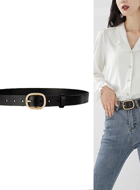 Concise Kite头层牛皮真皮皮带腰带女士2025新款牛仔裤带高级装饰