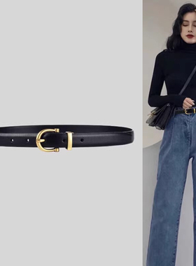 Concise Kite头层牛皮真皮皮带腰带女士2025新款牛仔裤带高级装饰