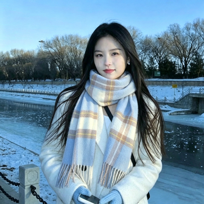 100%纯羊毛围巾百搭女冬季保暖